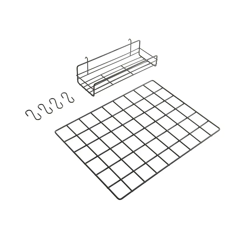 Förvaringstavla Millex Tillbehör till Akustikpanel - Rutnät med Hylla och 4st S-krokar