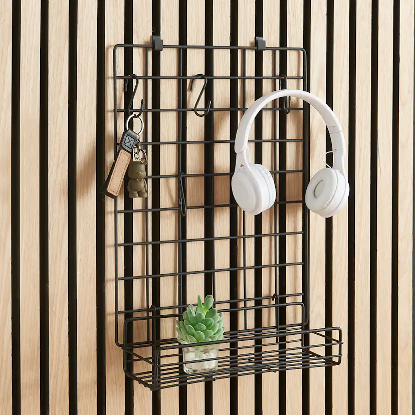 Förvaringstavla Millex Tillbehör till Akustikpanel - Rutnät med Hylla och 4st S-krokar