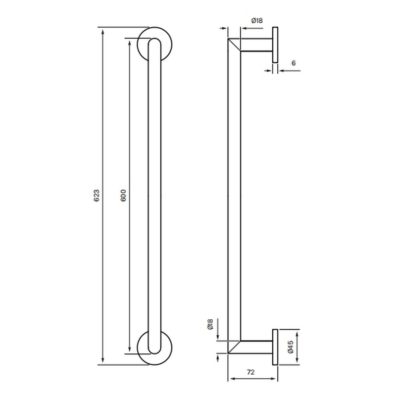 Handduksstång Tapwell TA212 600 mm