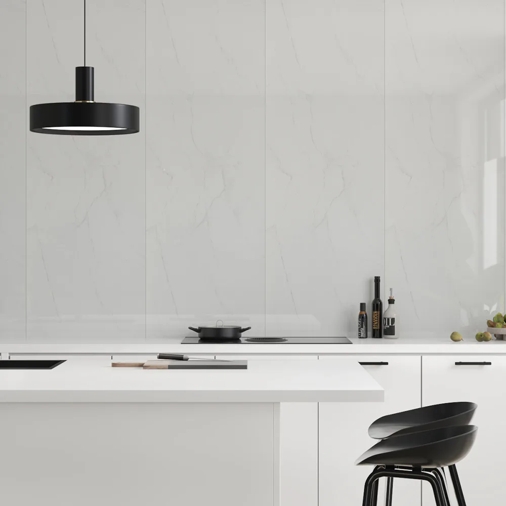 Stänkskyddsskiva Fibo 3487-M10 HG Bright Marble 10x620x2400 mm