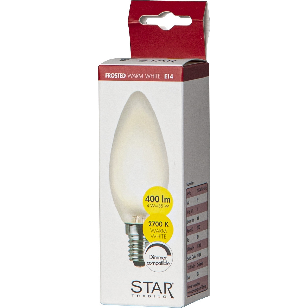 LED-lampa Star Trading E14 C35 Frostad Dimbar 4W