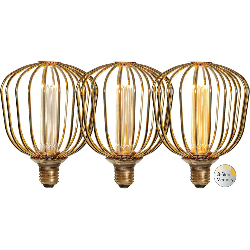 LED-lampa Star Trading E27 G125 Basket Gold