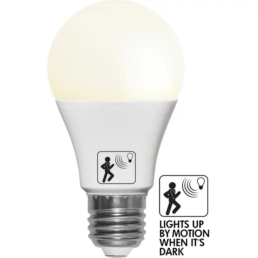 LED-lampa Star Trading E27 A60 Motion Twilight Sensor Opal 4,8W