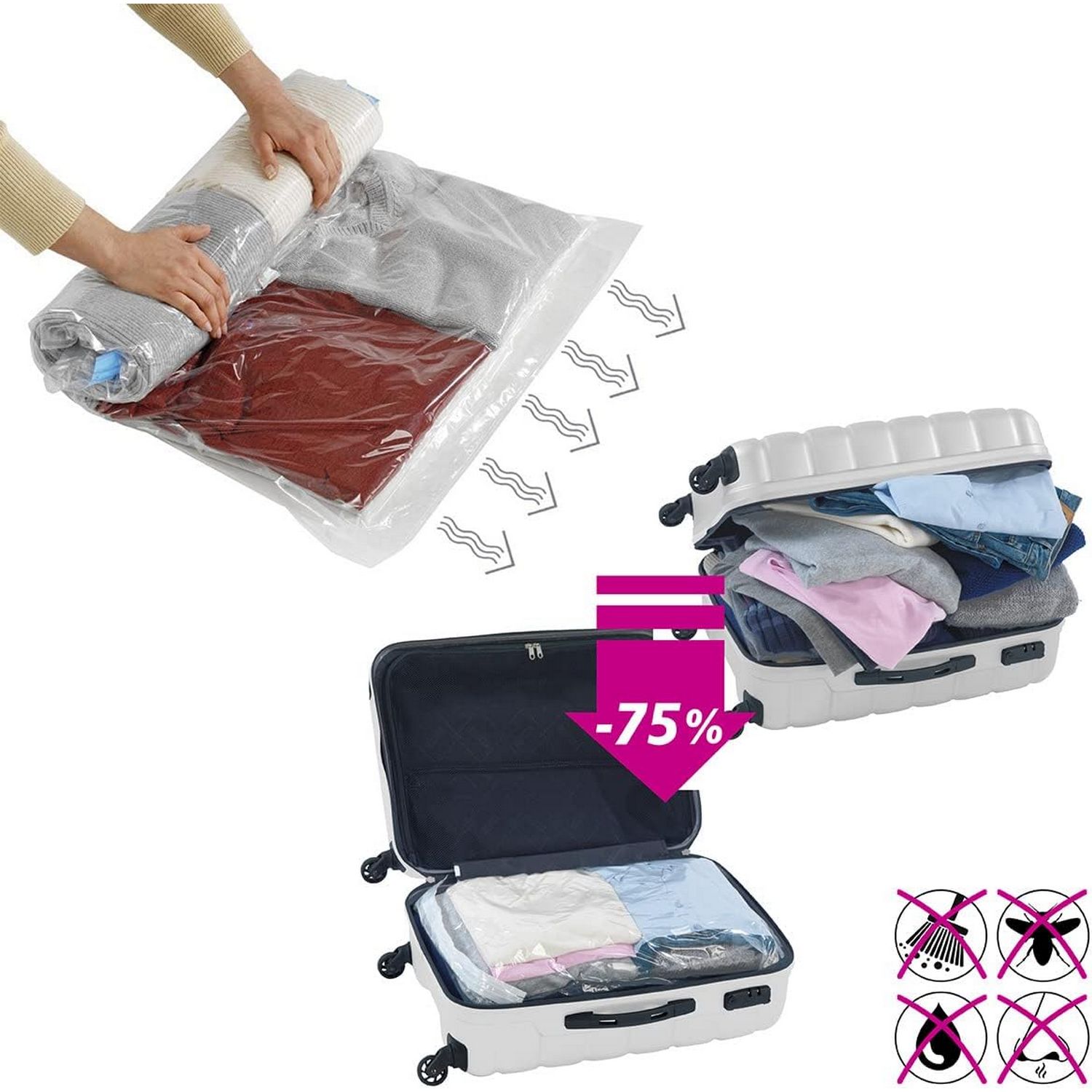 Kompresspåse WENKO Vakuum Platsbesparande Klädförvaring L Roll 60x95 cm