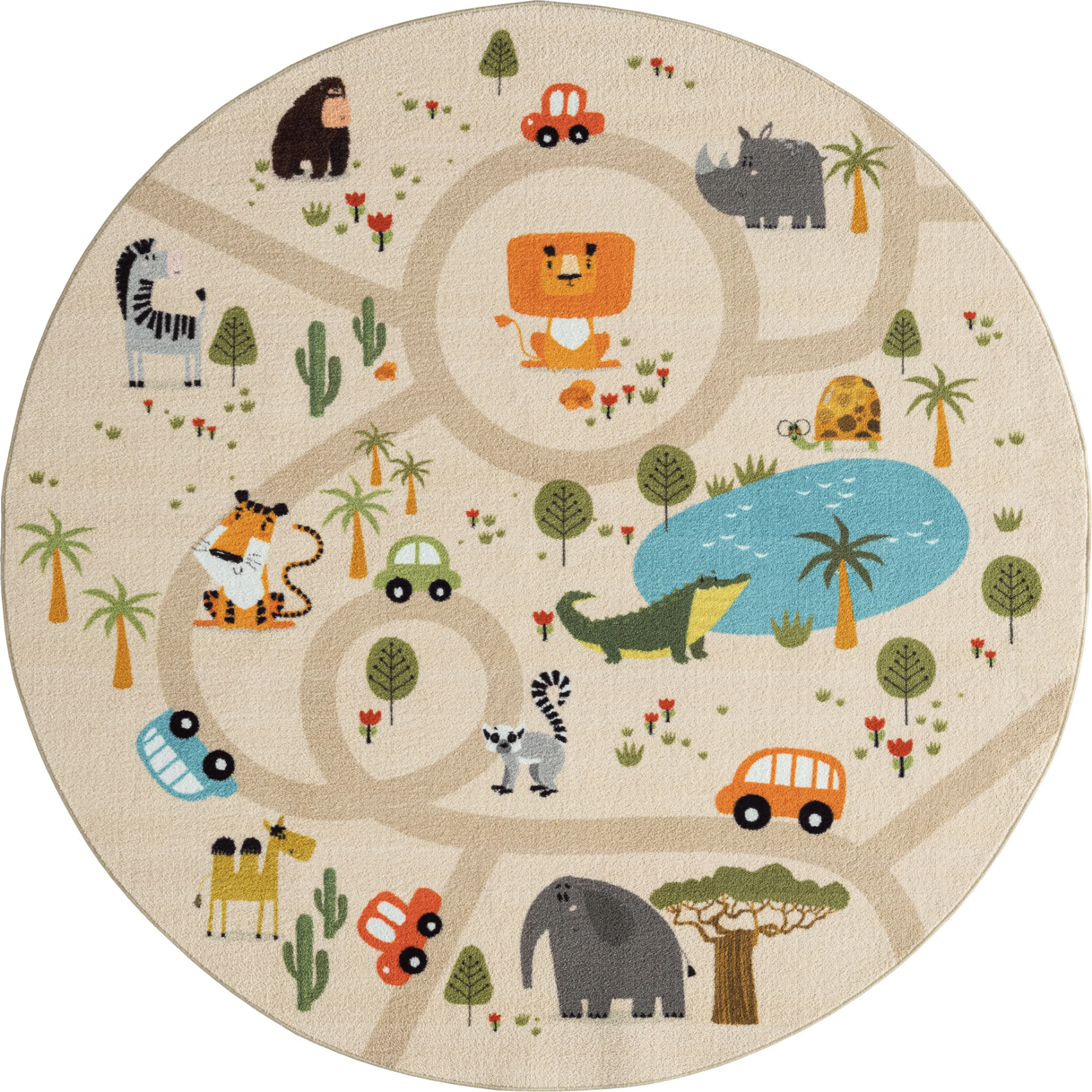 Barnmatta KM Carpets Play Animals Rund