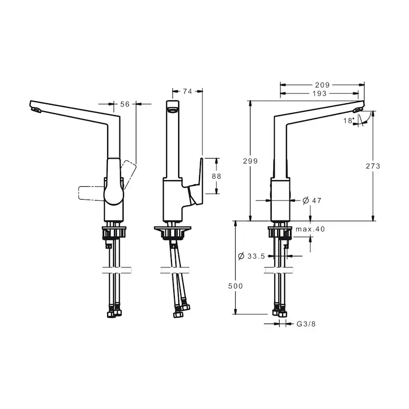 Köksblandare Oras Twista 3838F