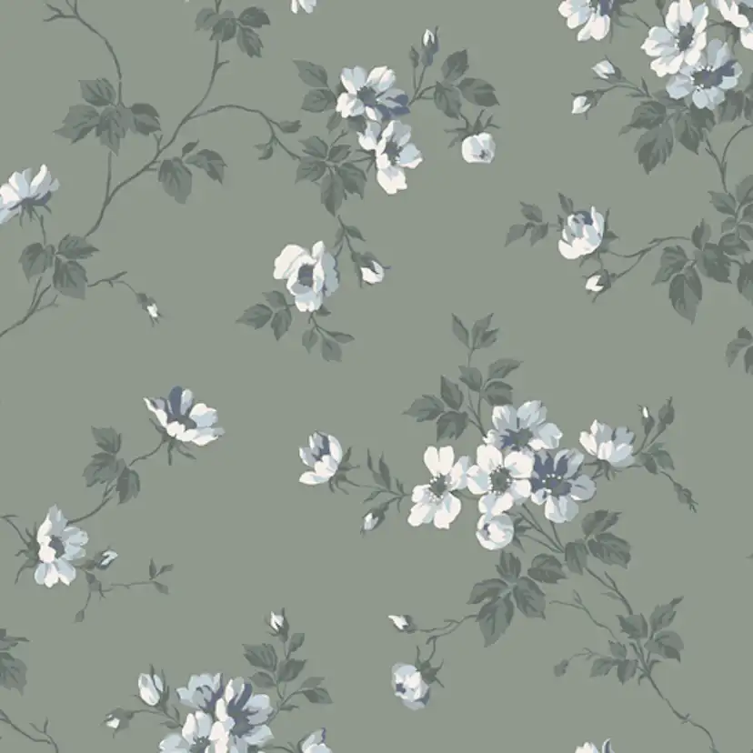 Tapet Duro Hav & Land Kristina 387-07 QuickUp, Mönstrad Mörkgrön