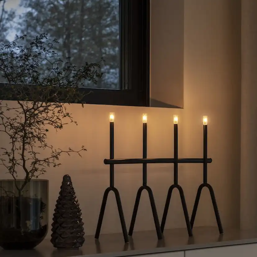 Elljusstake Gnosjö Konstsmide Metall Svart 4 LED