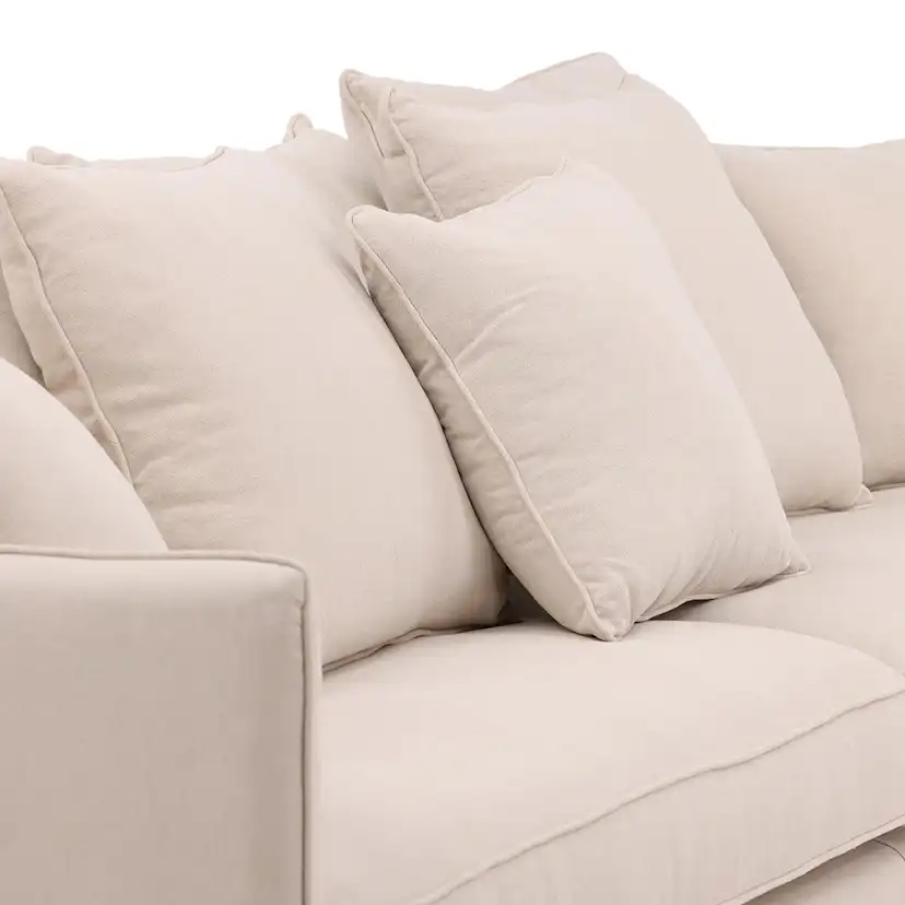 Soffa Vind Segelskären Beige 3-Sits med Tallben & Linnekuddar