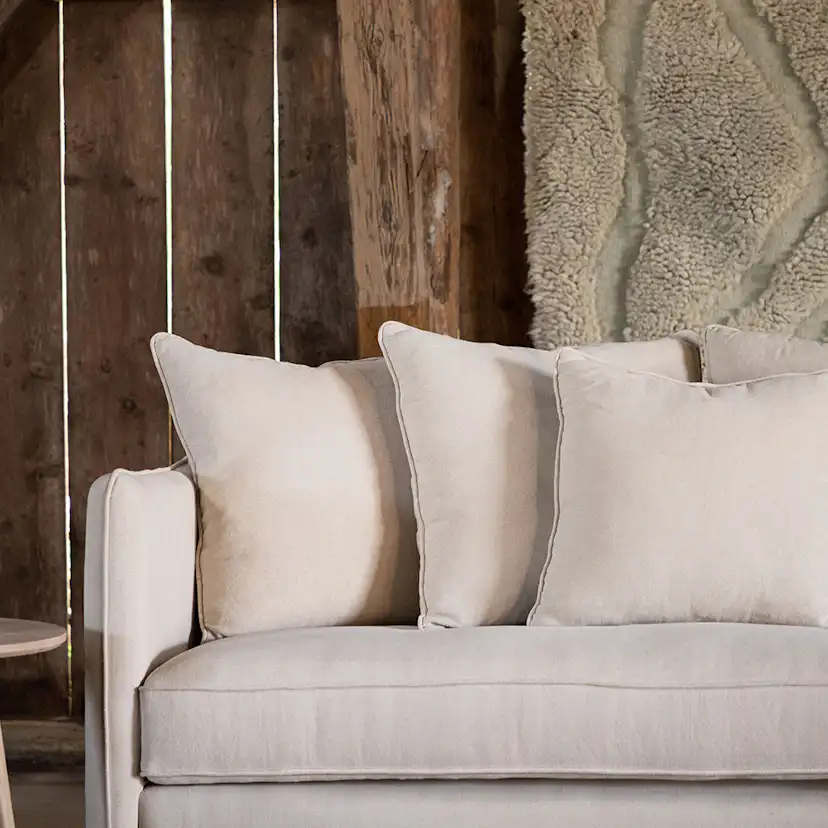 Soffa Vind Segelskären Beige 3-Sits med Tallben & Linnekuddar