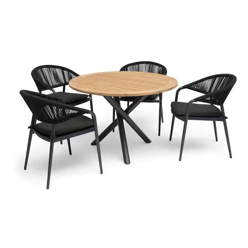 Trädgårdsmatgrupp Hillerstorp Ekeryd Ø110 cm med 4 st Trädgårdsstolar
