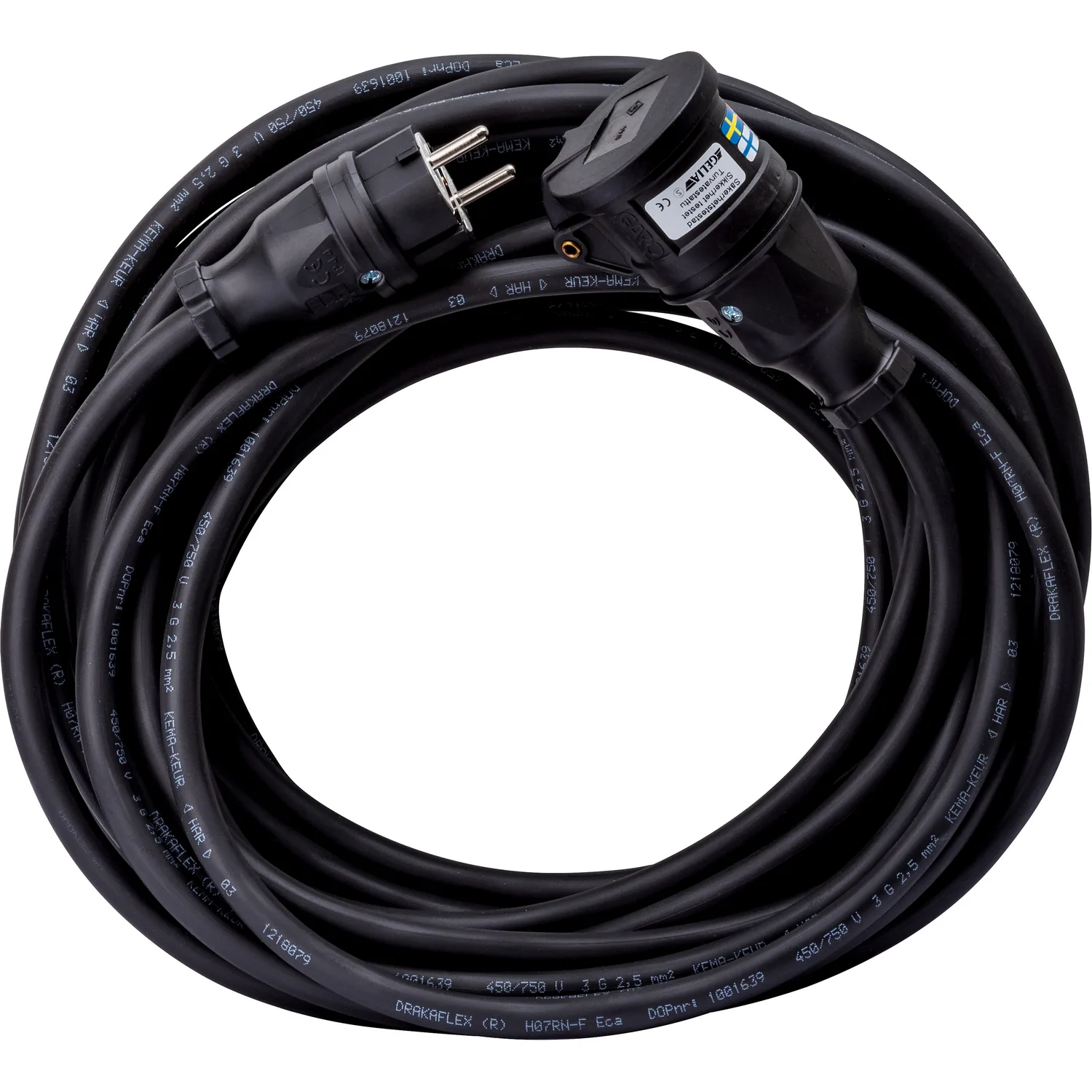 Skarvsladd Gelia Jordad med Självstängande Lock 230V Svart