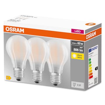 LED-Lampa Osram Normal (60) Matt 3-p E27 Cl A