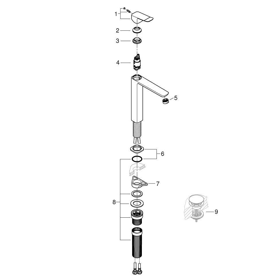 Tvättställsblandare Grohe Dice XL Fristående