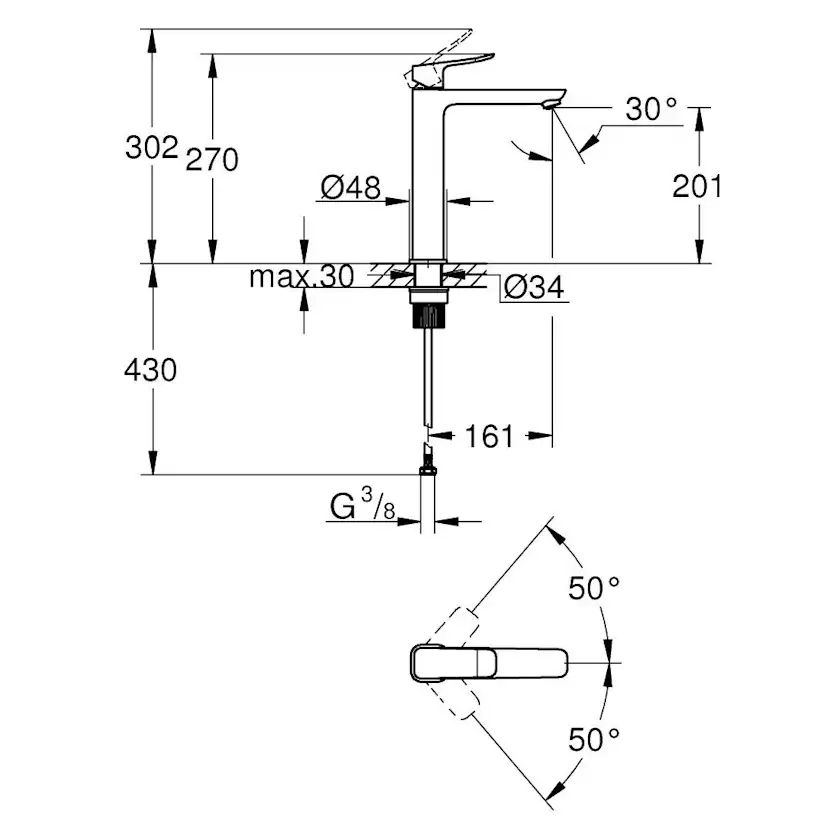 Tvättställsblandare Grohe Dice XL Fristående