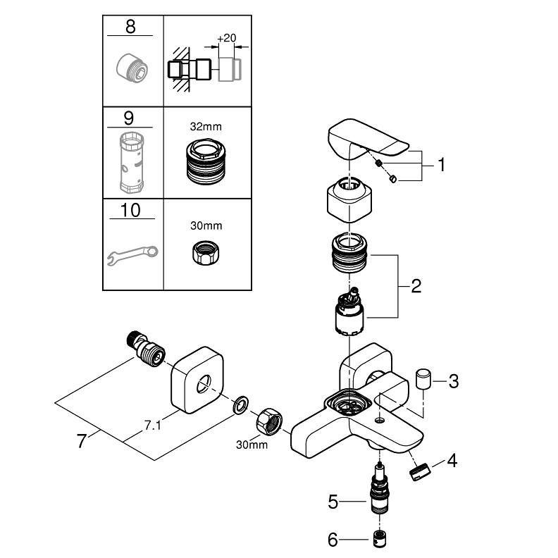 Badkarsblandare Grohe Dice