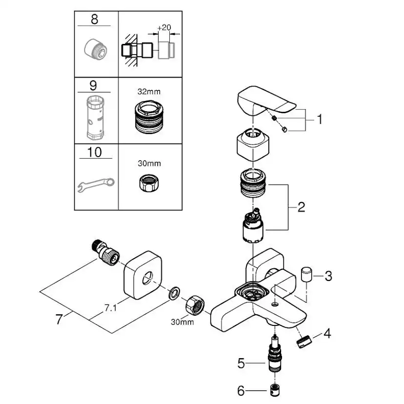 Badkarsblandare Grohe Dice