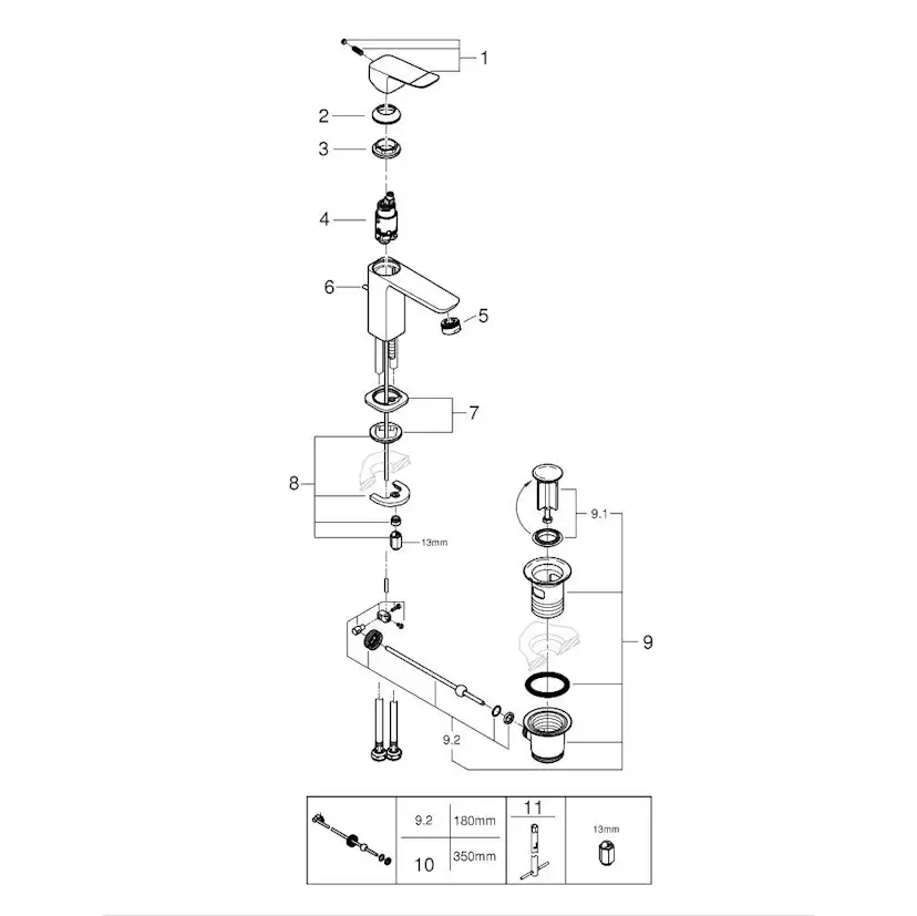 Tvättställsblandare Grohe Dice S med Lyftventil