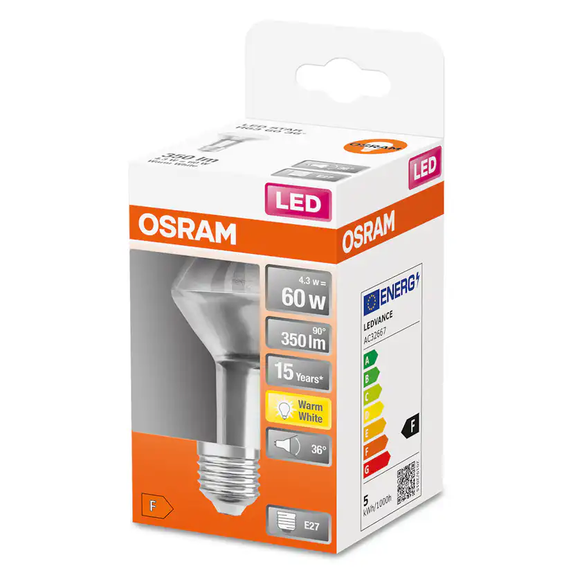 LED-Lampa Osram R63 (60) E27 36gr 827