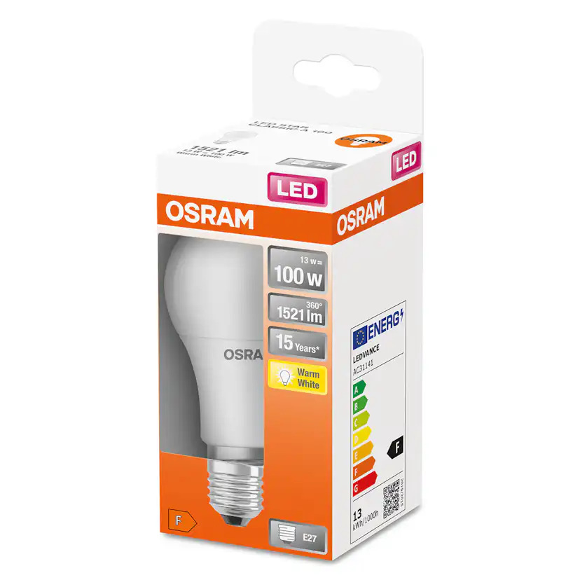 LED-Lampa Osram Normal (100) E27 Matt 827 Cl A