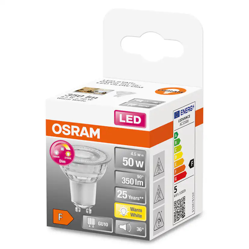 LED-Lampa Osram Par16 (50) Gu10 Dim Glowdim 36gr 827
