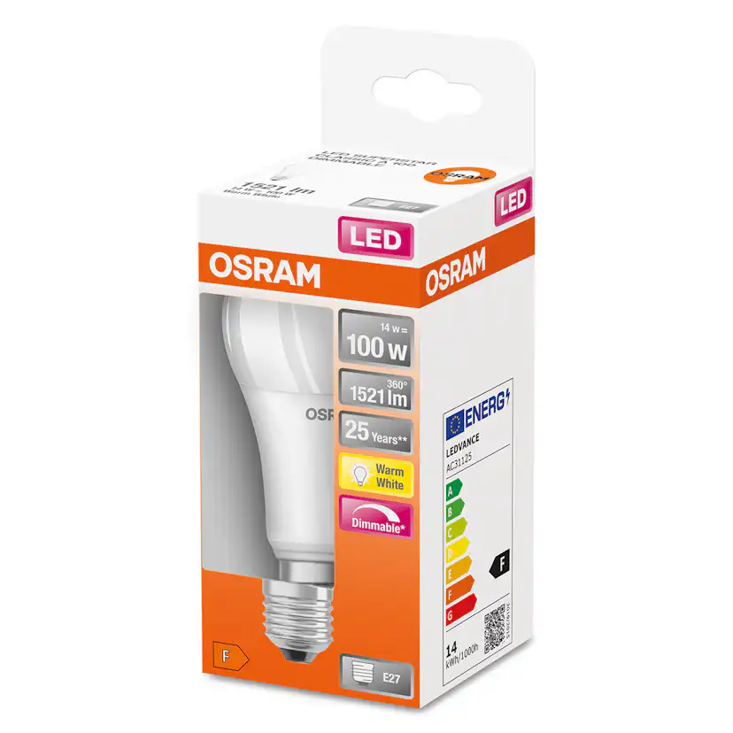 LED-Lampa Osram Normal (100) E27 Dim Matt 827 Cl A