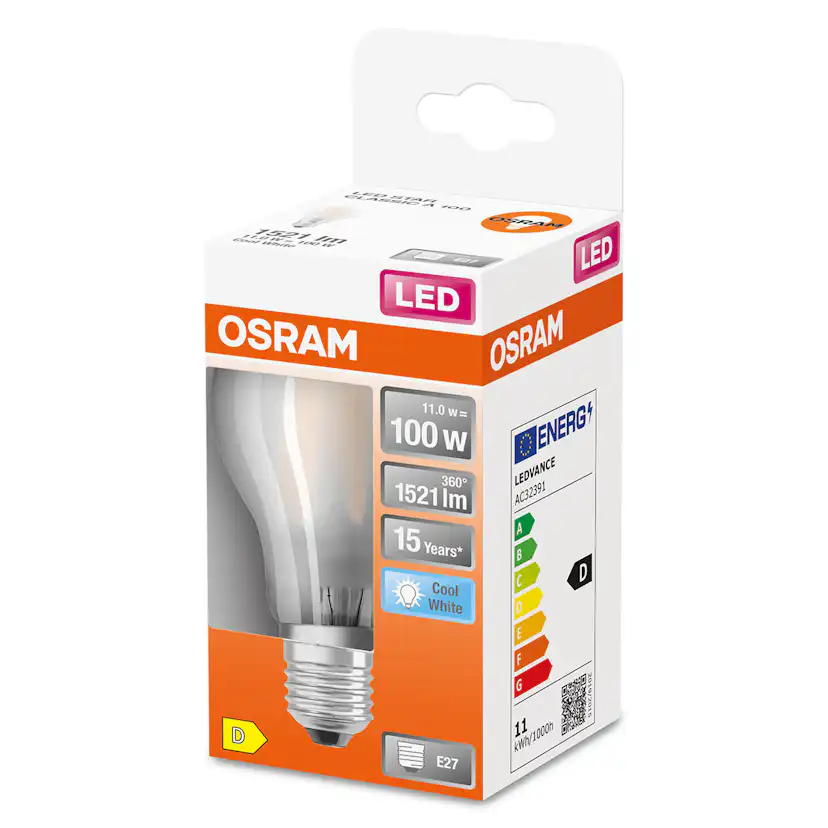 LED-Lampa Osram Normal (100) E27 Matt 840 Cl A