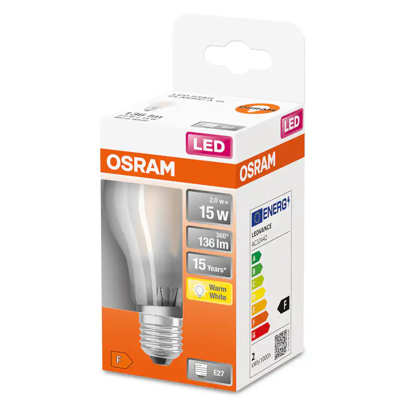 LED-Lampa Osram Normal (15) E27 Matt 827 Cl A