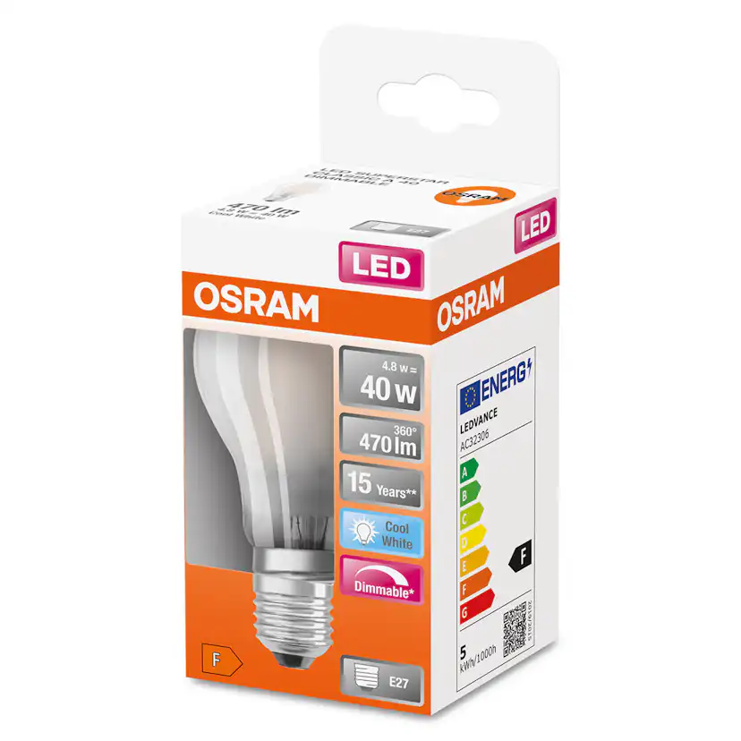 LED-Lampa Osram Normal (40) E27 Dim Matt 840 Cl A