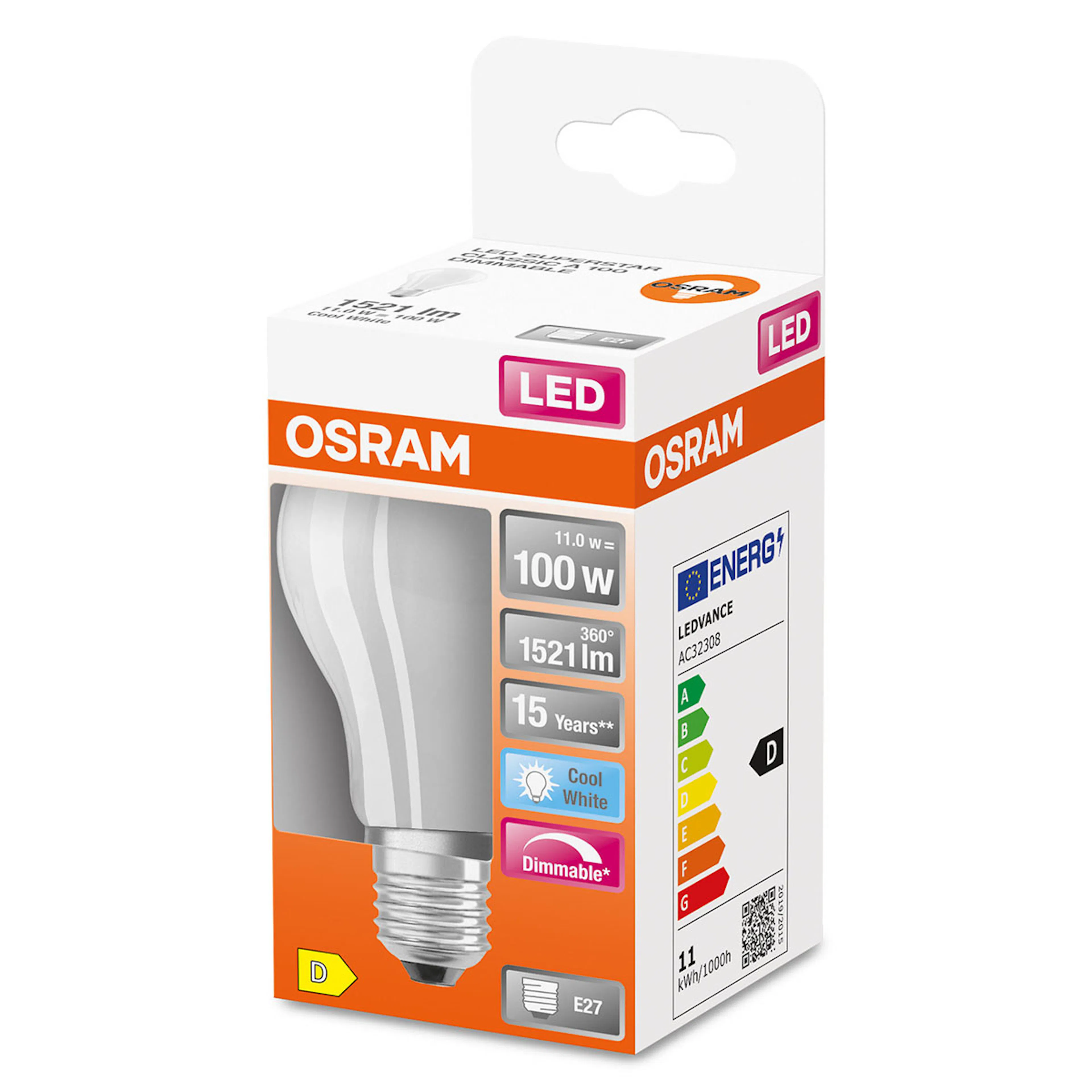 LED-Lampa Osram Normal (100) E27 Dim Matt 840 Cl A