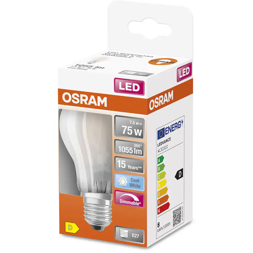 LED-Lampa Osram Normal (75) E27 Dim Matt 840 Cl A