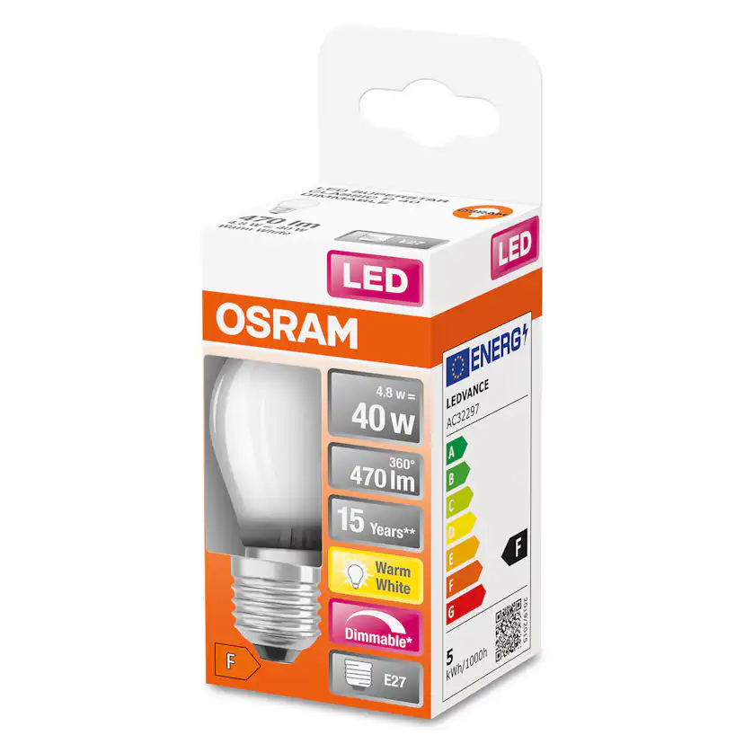 LED-Lampa Osram Klot (40) E27 Dim 827 Cl P