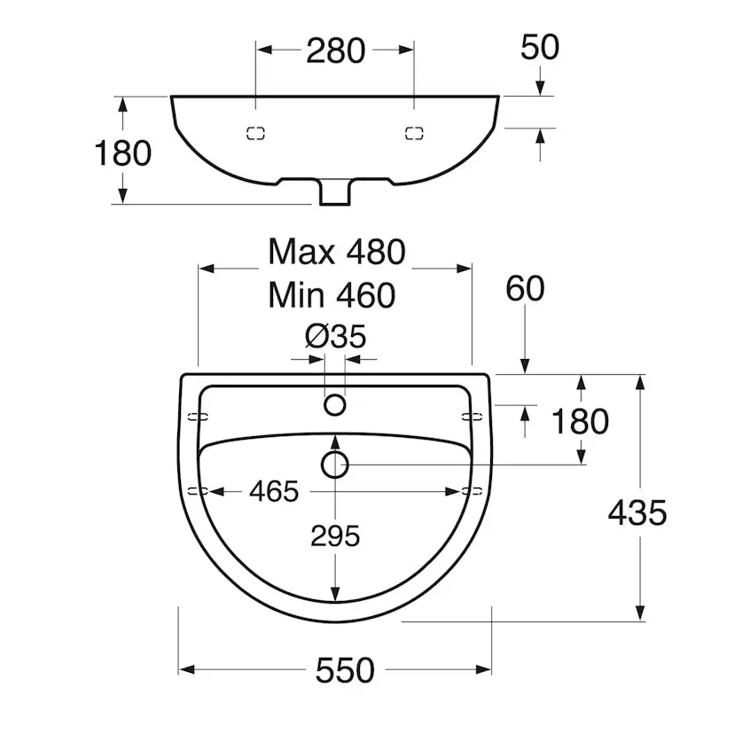 Tvättställ Gustavsberg Nordic3 410055 55 cm