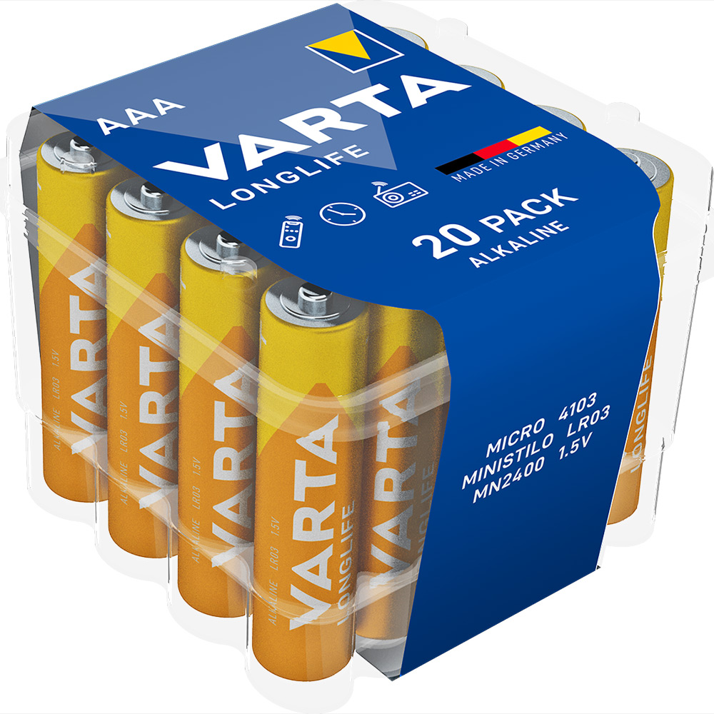 20x Varta Longlife  4103  AAA  Micro  Batterie  LR03  4er Blister 