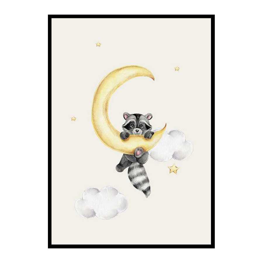 Poster Gallerix Raccoon And Moon
