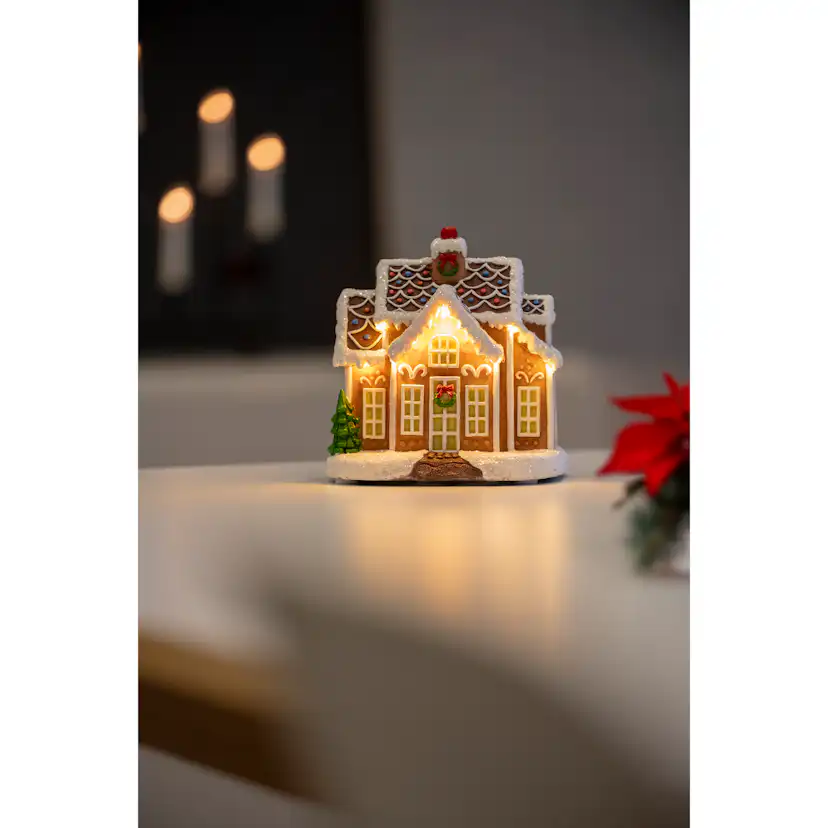 Juldekoration Gnosjö Konstsmide Pepparkakshus 16,5cm LED Inomhus