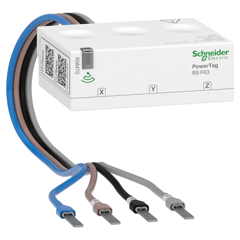 Energimätare Schneider Electric PowerTag Resi9 Flex ZigBee 3-pol + N, 63A för alla Dvärg/minibrytare Flexibel Anslutning