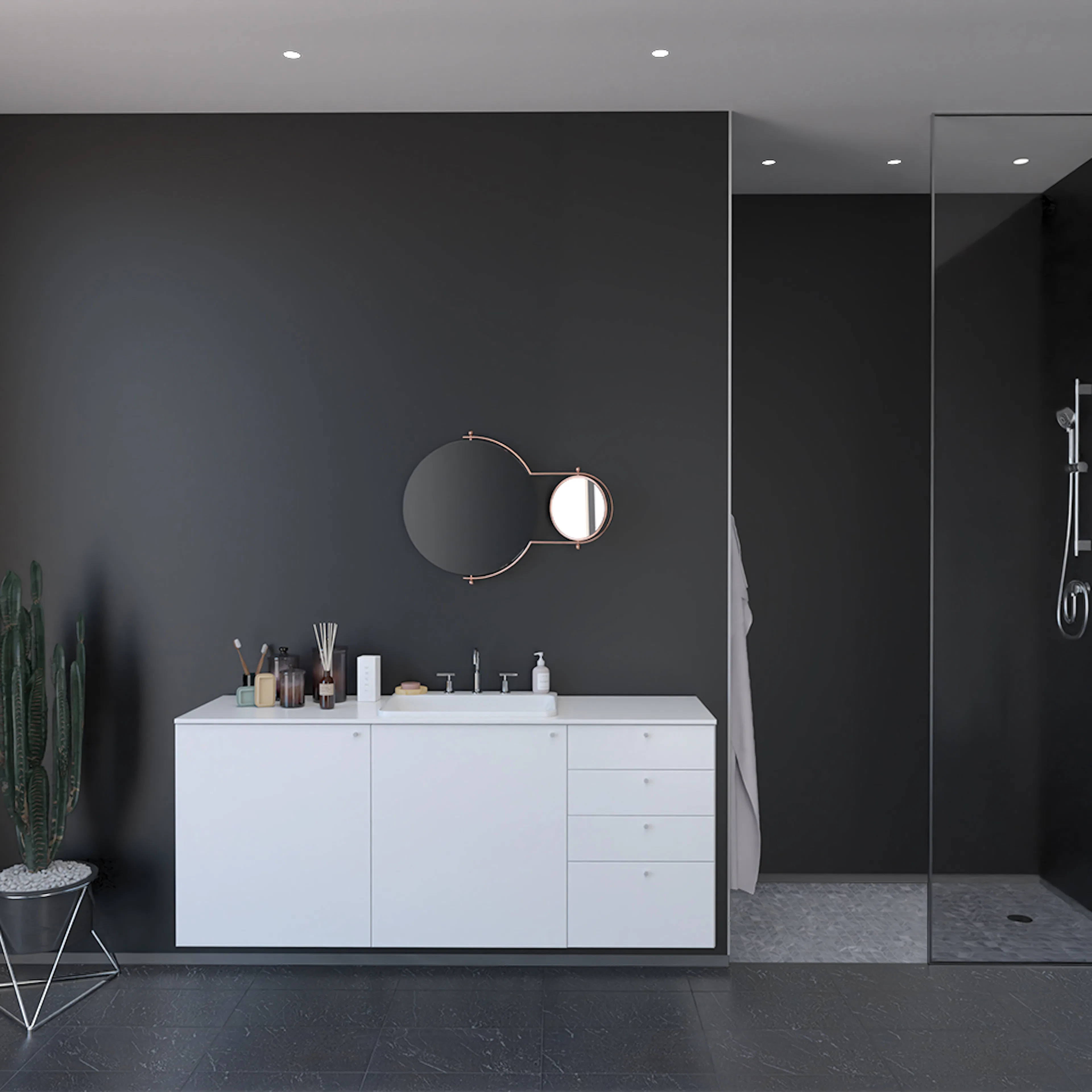 Våtrumsskiva Fibo Black 2024-L00 S