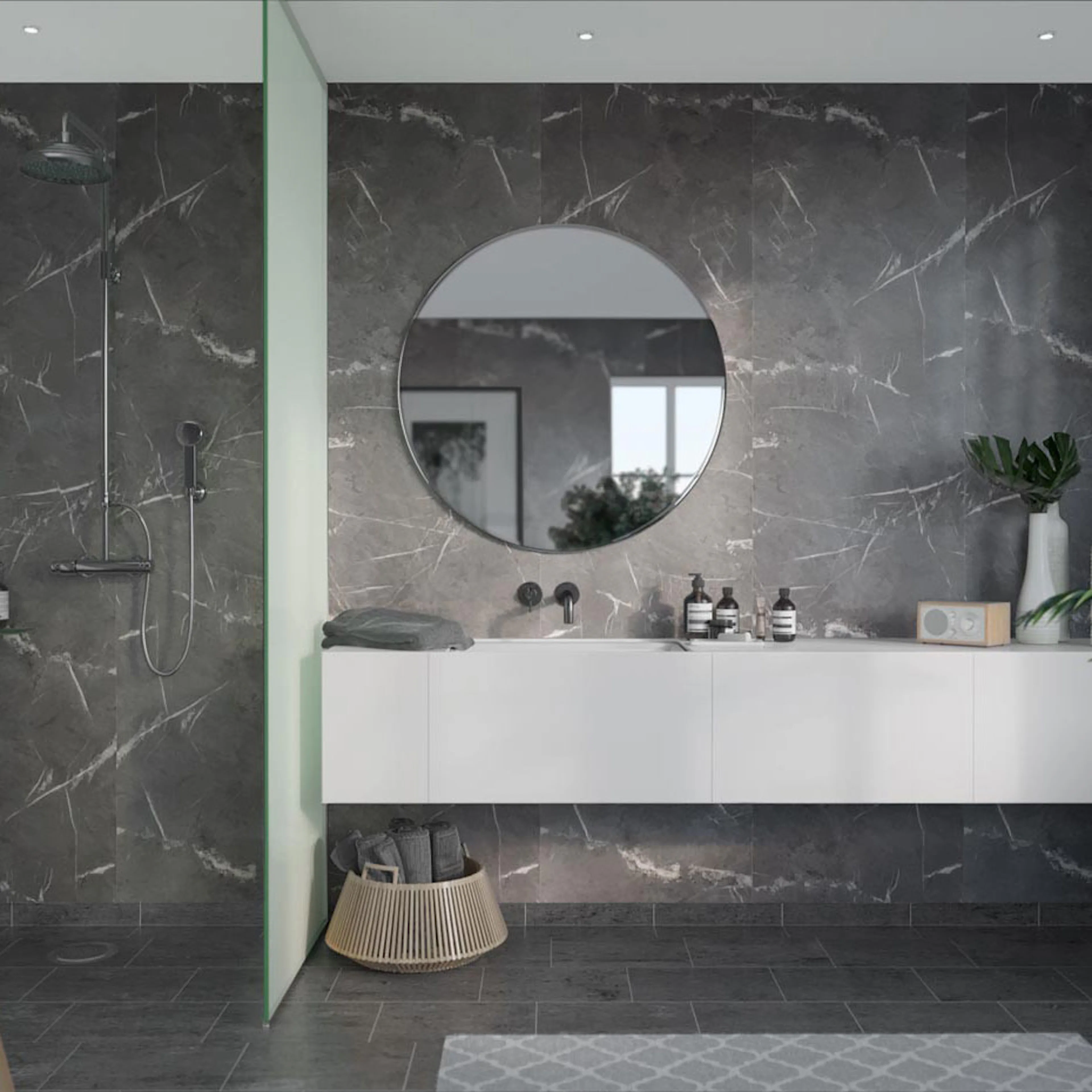 Våtrumsskiva Fibo Black Marble 2272-M00 S