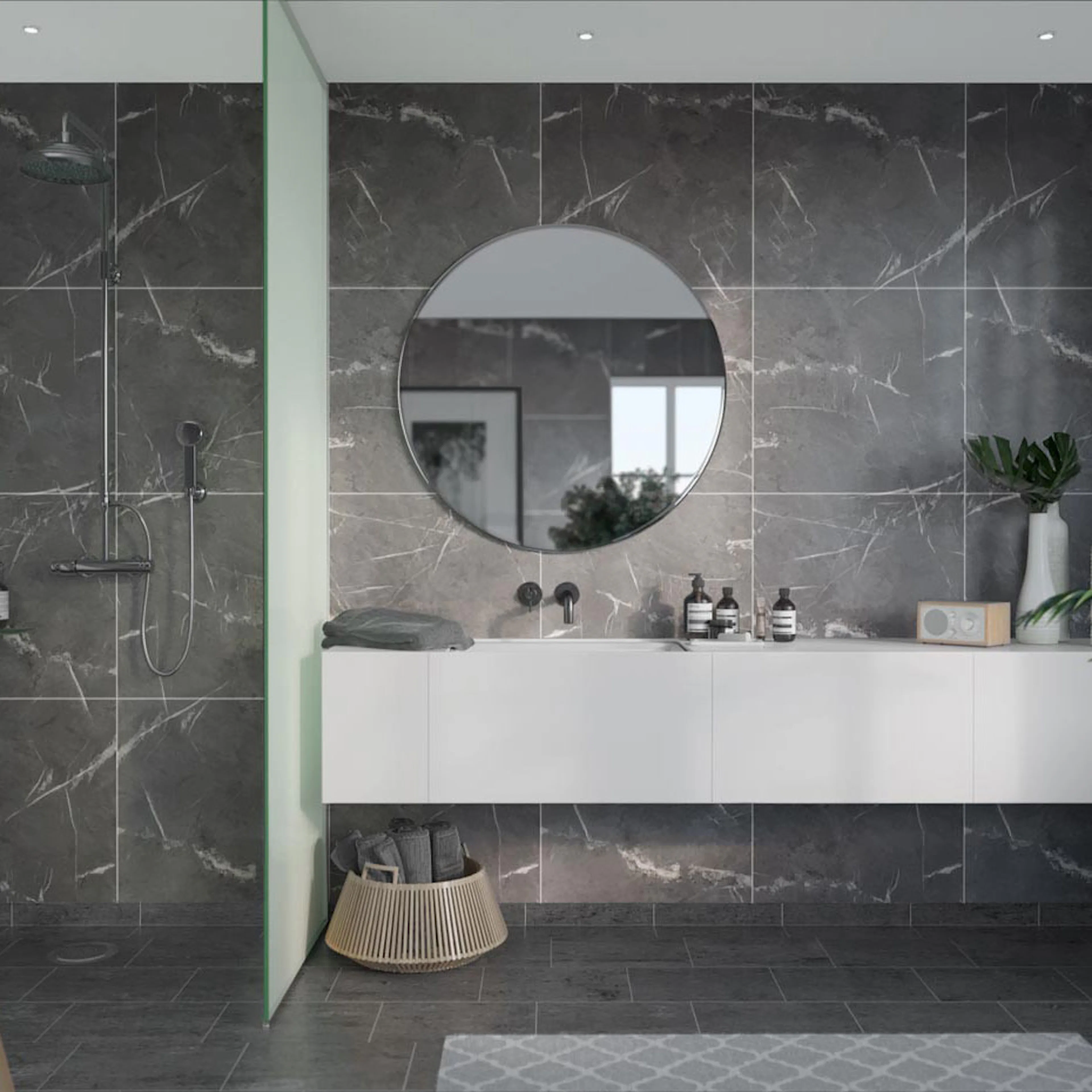 Våtrumsskiva Fibo Black Marble 2272-M6060S