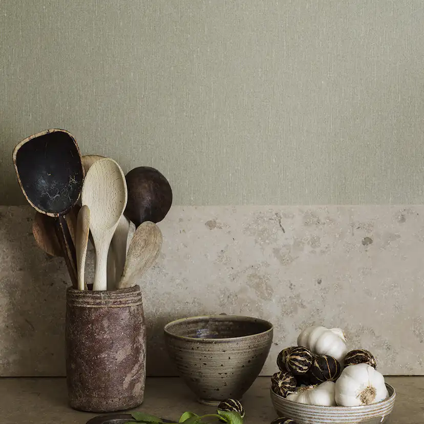 Tapet Boråstapeter Linen Soft Olive 4335 EasyUp, Enfärgad Grön