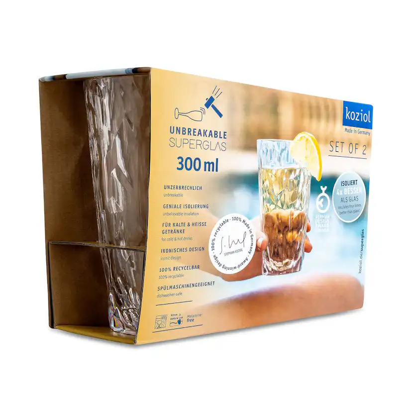 Longdrinkglas Koziol Club No. 6 300 ml Crystal Clear 2-pack
