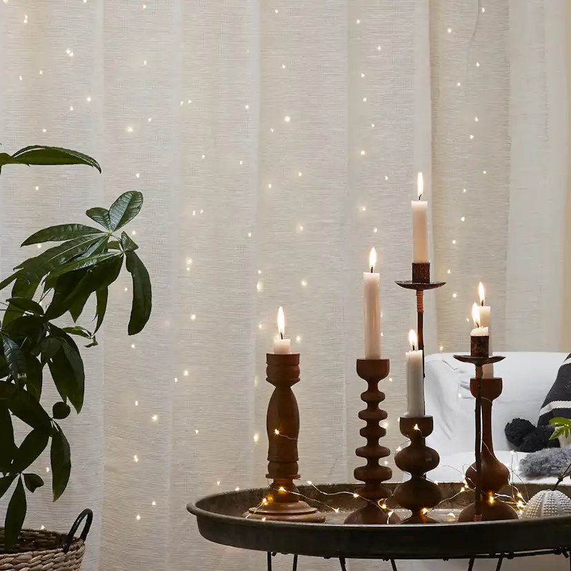 Ljusgardin Star Trading Dew Drop med 100 LED-ljuskällor, Silverfärgad