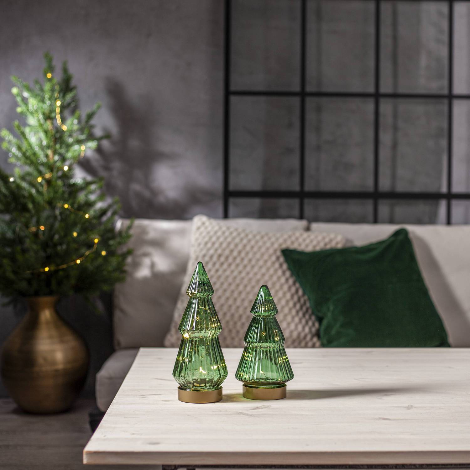 Glasdekoration Star Trading Verde Gran med Belysning