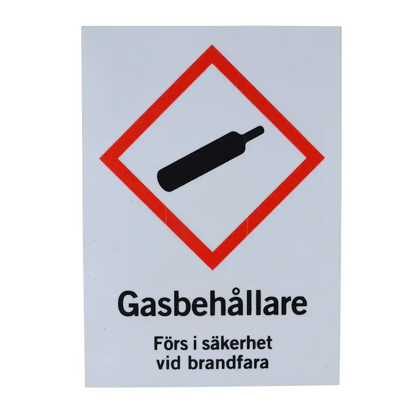 Skylt Willab Gasbehållare