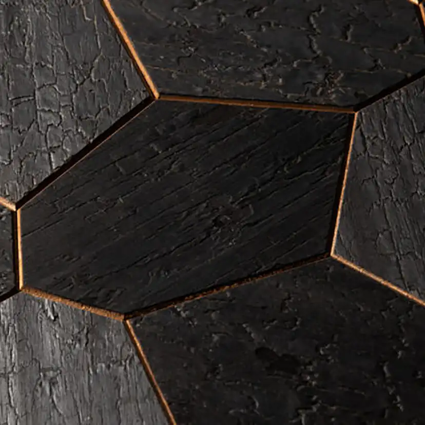 Väggpanel Emotionwood Hexagon Abachi Yakisugi