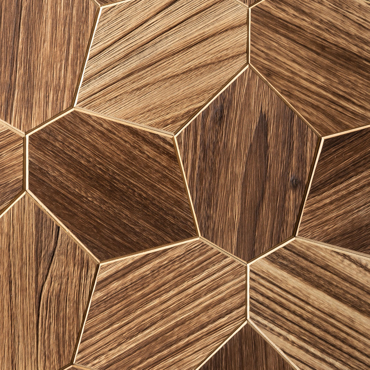 Väggpanel Emotionwood Hexagon Abachi Yakisugi