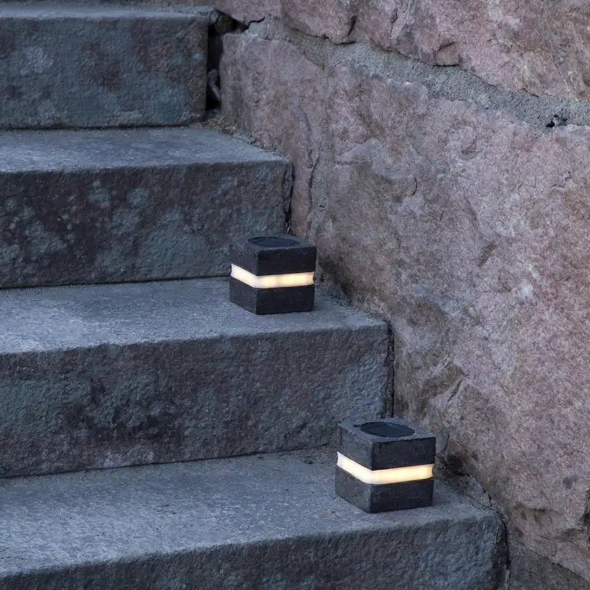 Solcellsdekoration Star Trading Stone Cube 8 cm MrkGr