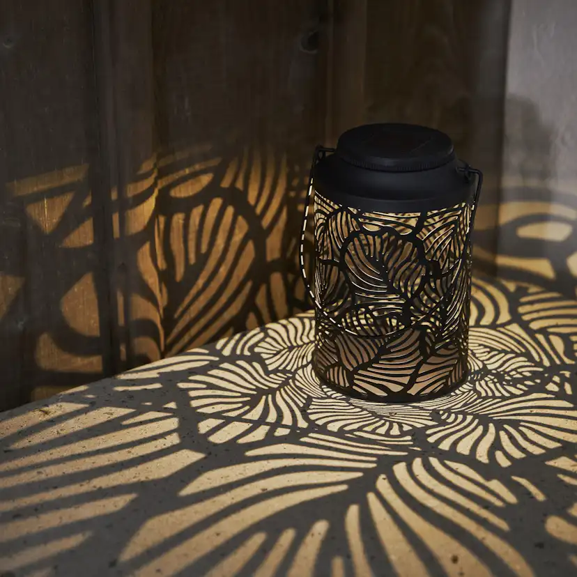 Solcellsdekoration Star Trading Svart Leafy