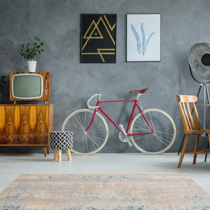 Flatvävd matta D-sign Stamac lla Grå/Turkos